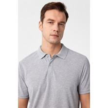Gri Regular Armürlü Polo Yaka Tişört