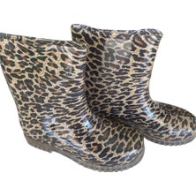 Bahçe ve Yağmur Çiçekli Kadın Çizmesi 36-40 Leopar