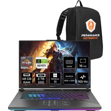 Asus Rog Strix G16 Amd Ryzen 9 8940HX 48GB 2tb SSD RTX5070TI/12GB 140W 16" Fhd+ 165Hz W11H Taşınabilir Bilgisayar & Per4 Çanta G614PRRV050P369