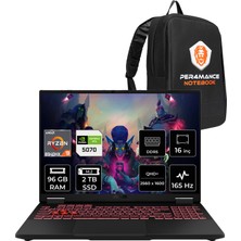 Asus Tuf Gaming A16 Ryzen 9 8940HX RTX 5070 8GB Gaming Laptop 96GB RAM 2TB SSD 16" QHD+ 165Hz FreeDOS + Per4 Çanta FA608PPQT031P339