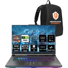Asus Rog Strix G16 Amd Ryzen 9 8940HX 64GB 512GB SSD RTX5060/8GB 16" Qhd+ 240Hz W11P Taşınabilir Bilgisayar & Per4 Çanta G614PMS5028P412