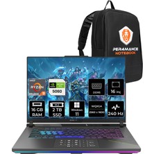 Asus Rog Strix G16 Amd Ryzen 9 8940HX 16GB 2tb SSD RTX5060/8GB 16" Qhd+ 240Hz W11H Taşınabilir Bilgisayar & Per4 Çanta G614PMS5028P349