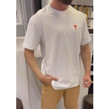 Unisex Bisiklet Yaka Baskılı Oversize T-Shirt