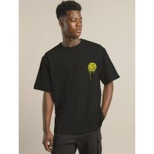 Unisex Bisiklet Yaka Baskılı Oversize T-Shirt