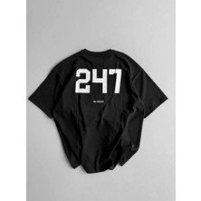 Baskılı Oversize Bisiklet Yaka T-Shirt