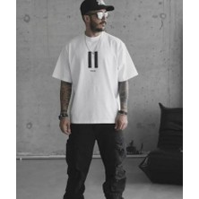 Unisex Bisiklet Yaka Baskılı Oversize T-Shirt