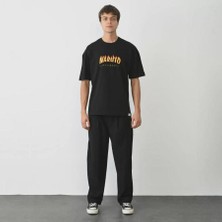 Unisex Bisiklet Yaka Baskılı Oversize T-Shirt