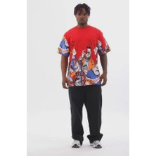 Unisex Oversize Baskılı Bisiklet Yaka T-Shirt