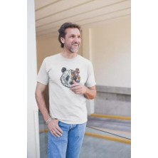 Bisiklet Yaka Baskılı Oversize T-Shirt