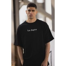 Unisex Bisiklet Yaka Baskılı Oversize T-Shirt