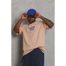 Unisex Oversize Baskılı Bisiklet Yaka T-Shirt