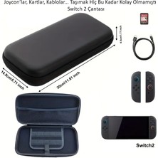 Teknoroket Nintendo Switch 2 Koruyucu Taşıma Çantası ve Temperli Cam Ekran Koruyucu ve Şok Emici Komple Kılıf Seti