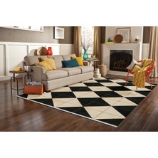 Lofy Halı Karo Desen Retro Görünümlü Halı Yıkanabilir 160X230 cm