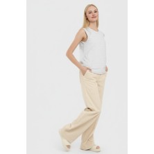 Düz Renk Kolsuz Bisiklet Yaka Bluz