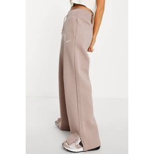 Nike Phoenix Fleece Wide High Rise Sweatpants Kadın Yüksek Bel Yırtmaçlı Geniş Paça Eşofman Altı Bej