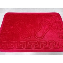 AY Home  Kaymaz Tabanlı  Banyo Paspasi Ayak Izli Kırmızı Renk Paspas Lavabo Paspası Kapı Önü  Paspası Tuvalet Balkon Paspası Yıkanabilnir Paspas