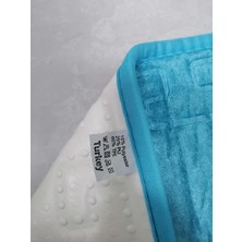 AY Home Turkuaz Renk  Kaymaz Tabanlı Banyo Paspasi Ayak Izli 40 x 60 cm Ebatında Su Yeşili Renk Çok Amaçlı Paspas Kapı Önü Paspası Abdest paspası