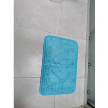 AY Home Turkuaz Renk  Kaymaz Tabanlı Banyo Paspasi Ayak Izli 40 x 60 cm Ebatında Su Yeşili Renk Çok Amaçlı Paspas Kapı Önü Paspası Abdest paspası