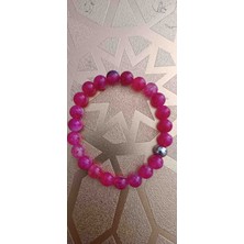 Pembe Akik Doğal Taş Bileklik Tas