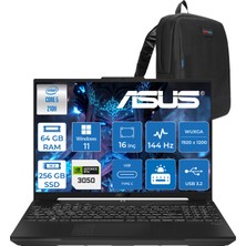 Asus Tuf Gaming F16 FX607VJ Intel Core 5-210H 64GB 256GB SSD RTX3050 6gb 16 Inç Wuxga 144Hz IPS Windows 11 Pro Gaming Notebook RL033P31 + Zetta Çanta
