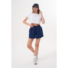 Zym Star Kadın Modal Beli Lastikli Bağcıklı Düz Basic Kısa Şort