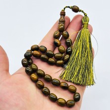 Saçak Püsküllü Koyu Yeşil Renkte Sıkma Ateş Kehribar Tesbih