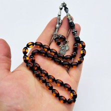 Nakkaş Imameli Sürmeli Toz Sıkma Kehribar Tesbih