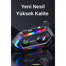 Y20 Max Rgb Işık Efektli Intercom Bluetooth Motosiklet Kask Kulaklığı Intercom Kulaklık