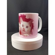 Çift Kedi Temalı Porselen Kupa Bardak