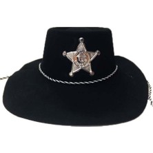 Plastik Kovboy Şapkası Nubuk Kaplama Siyah