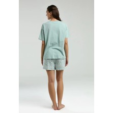 Kadın Su Yeşili Şort Pijama Takımı