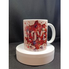 Love Temalı Porselen Beyaz Kupa Bardak