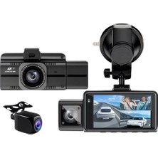 F6 4K 1080P Monitörlü Gece Görüşlü 3 Kanal Araç  Iç Dış Kamera
