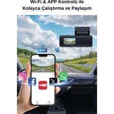 Dash Cam 4K Ultra Hd Araç Kamerası Kaza Güvenlik Kamerası Wifi & App Destekli Video Kaydedici Uyumlu