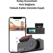 Dash Cam 4K Ultra Hd Araç Kamerası Kaza Güvenlik Kamerası Wifi & App Destekli Video Kaydedici Uyumlu
