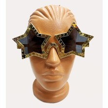 Kapamarka Gold Renk Yıldız Metalize Parti Gözlüğü