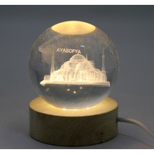 3D Istanbul Temalı Kristal Cam Küre LED Lamba Model 2