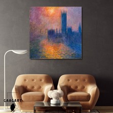 Kare Kanvas  Tablo Ünlü Eserler Claude Monet Parlemento Evleri