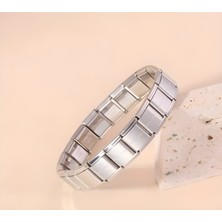 Jade'm Gold Çelik Italyan Charm Gümüş Renk Bileklik