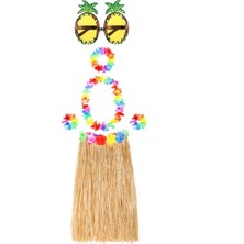 ForWhat Büro Ev Ofis Gösteri Hawaii Kostümü Için 60CM Hasır Etek Ananas Gözlük Seti