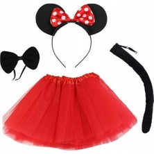 ForWhat Büro Ev Ofis Etkinlik Partisi Için Minnie Mouse Kostüm Seti - Etek, Taç, Kuyruk, Papyon