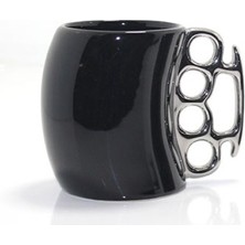 Porselen Muşta Tasarımlı Kupa Bardak Siyah