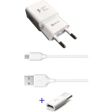 Android Mikro Uçlu Hızlı Şarj Aleti 3.1A 1 Metre Kablolu Hızlı Şarj Cihazı ve Type-C Dönüştürücü