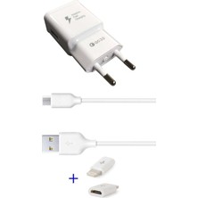 Android Mikro Uçlu Hızlı Şarj Aleti 3.1A 1 Metre Kablolu Hızlı Şarj Cihazı ve Lightning Dönüştürücü
