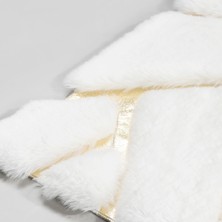 Altın Çizgili Krem Kürklü Peluş Halı