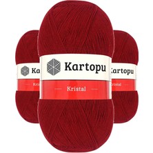 Kapamarka Kristal Çift Katlı El Örgü Lif Ipi Koyu Kırmızı K125 3 Ad.