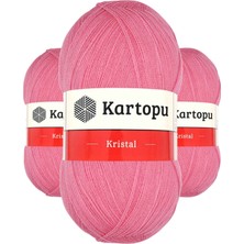 Kapamarka Kristal Çift Katlı El Örgü Lif Ipi Koyu Pembe K1790 3 Ad.