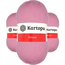 3 Adet Kristal Çift Katlı El Örgü Lif Ipi Pembe K774