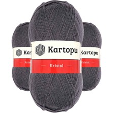 Kapamarka Kristal Çift Katlı El Örgü Lif Ipi Kömür Gri K556 3 Ad.