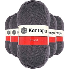 Kartopu 5 Adet Kristal Çift Katlı El Örgü Lif Ipi Kömür Gri K556